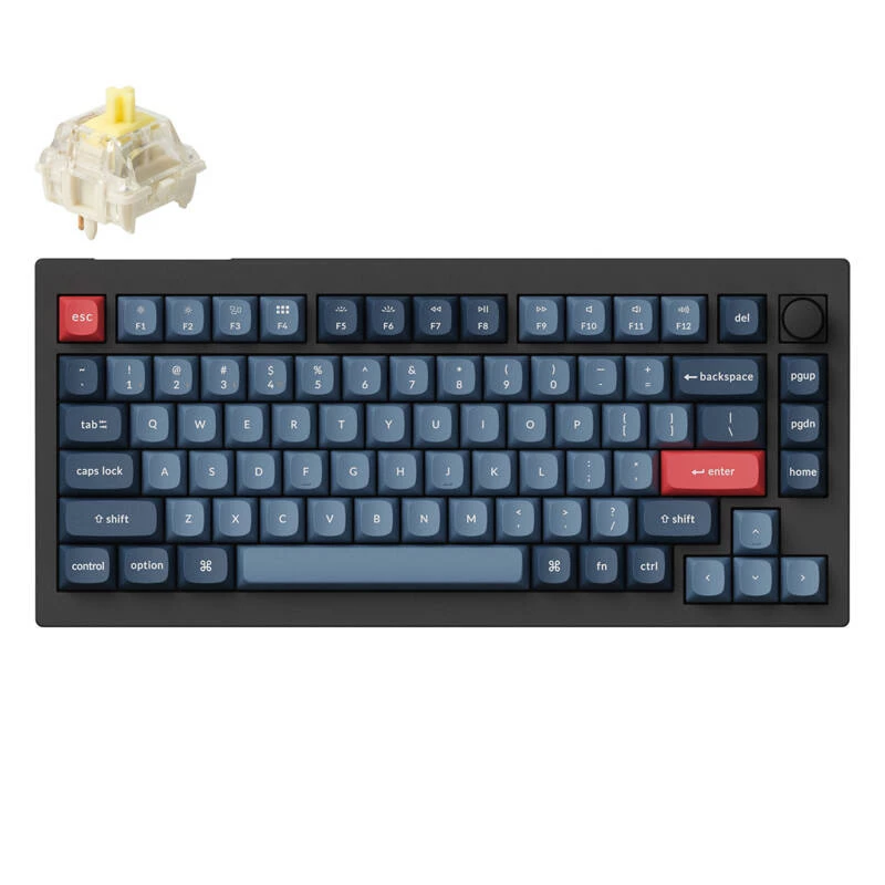 Keychron V1 Max Keyboard Universal USB RF Wireless Bluetooth Black Grey 75% Mechanical