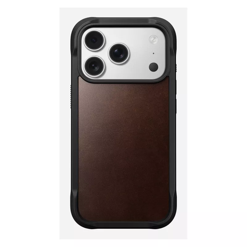 Mobile phone cover Nomad Rugged Leather Case for iPhone 17 Pro, 6.3 inch (16 cm), brown, leather/TPU/aluminium