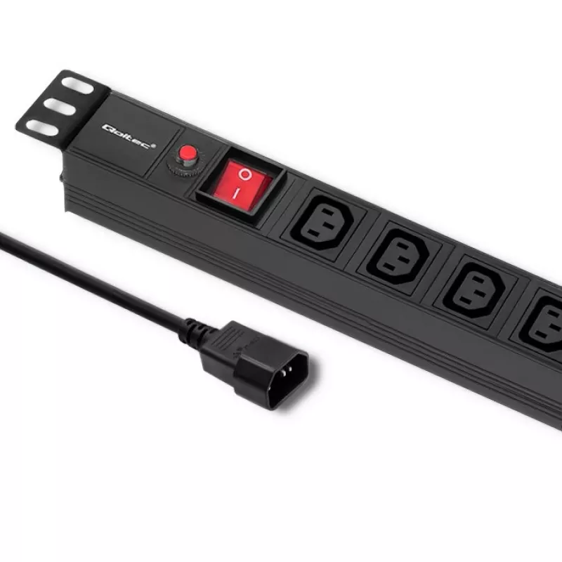 Qoltec 53998 Power strip for RACK 19 | 1U | 10A | PDU | 8xIEC C13 | 2m