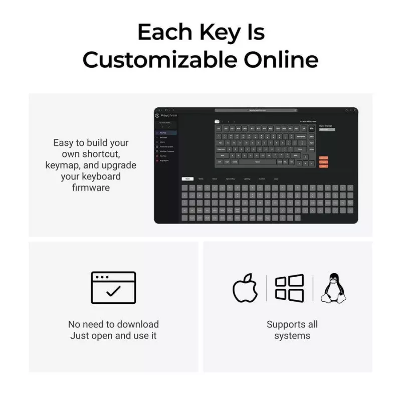Mechanical Keyboard Keychron Q1 Max 75% with Banana Switches, Carbon Black