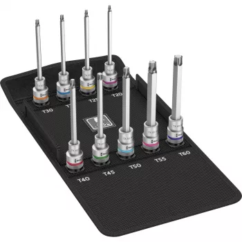Wera 8767 C TORX HF 3 Zyklop 1/2 inch TORX bit-socket set, 9 pieces