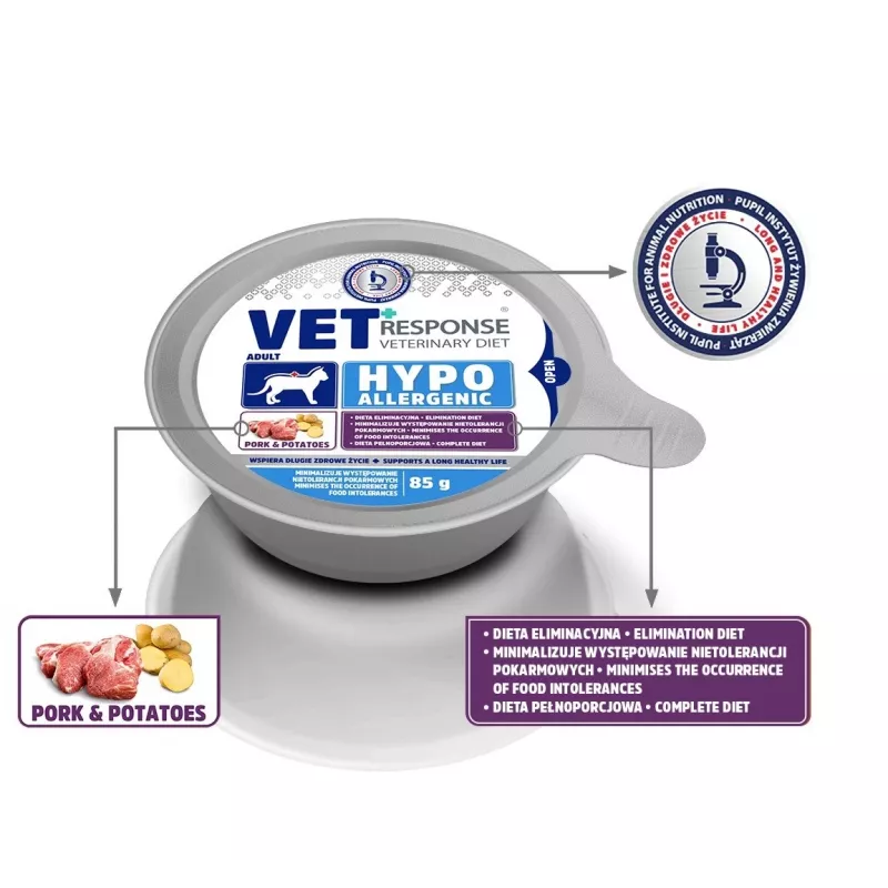 VET RESPONSE Hypoallergenic Pork - wet cat food - 85g