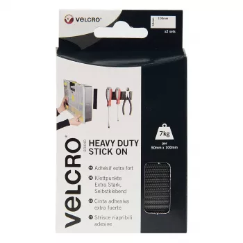 VELCRO Klettstreifen Extra Stark Selbstklebend, Haken & Flausch 50mm x 100mm x 2 sets Schwarz