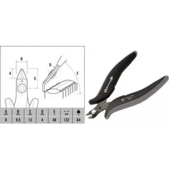Side cutter c.k tools T3884 mini cutting head ESD — precision diagonal pliers for electronics