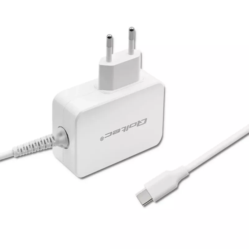 Power adapter QOLTEC 51039 65W AC-to-DC 220–240V 20.3V/3.25A Type C white, 1.7 m cable