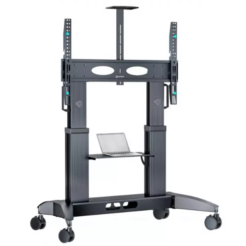 Mobile TV Stand ONKRON TS2821-B for 70–110 inch TVs, Black, height-adjustable wheeled mount
