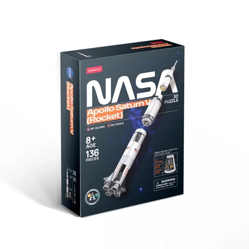 3D Puzzle cubicfun Apollo Saturn Rocket model — scale assembly educational kit