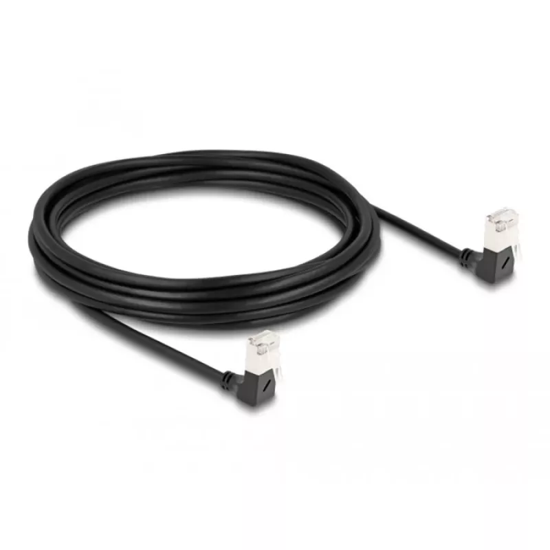 DeLOCK RJ45 Network Cable Cat.6A S/FTP Slim 90° Downwards 5m Black