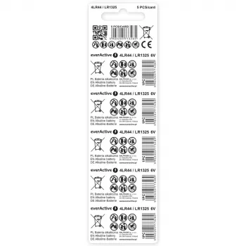 Alkaline button cell batteries everActive LR44 1.5V — pack of 5