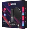 LORGAR Voicer 931, Gaming Microphone, Black, USB condenser microphone with boom arm stand, pop filter, tripod stand. including 1* microphone, 1*Boom Arm Stand with C-clamp, 1*shock