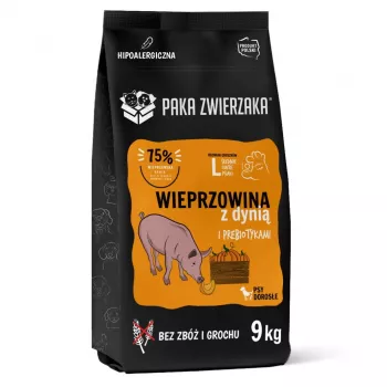 Dry dog food PAKA ZWIERZAKA Pork with Pumpkin L 9 kg — adult maintenance, single-protein, 29% protein, 15% fat