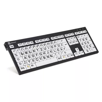 Keyboard Logickeyboard XL Print Universal USB QWERTZ German Black White