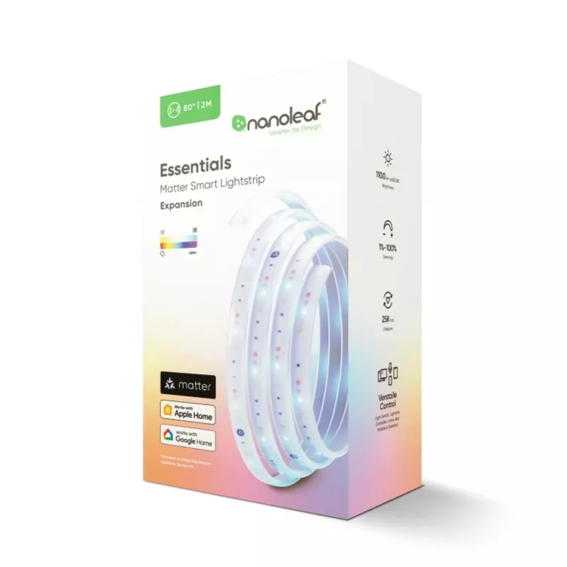 Nanoleaf|Nanoleaf Essentials Light Strips Expansion 2 Meters|23 W|RGBCW|Bluetooth, Thread|2700 - 6500 K