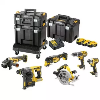 Toolkit DeWalt DCK685P3T 18V cordless combo kit — 3×5.0Ah batteries, DCH273 hammer, angle grinder, case