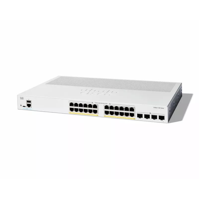Cisco Catalyst 1300-24P-4X Managed Switch, 24 Port GE, PoE, 4x10GE SFP+, Limited Lifetime Protection (C1300-24P-4X)