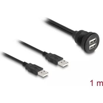 DeLOCK USB 2.0 Cable 2 x USB Type-A male to 2 x USB Type-A female 1 m black
