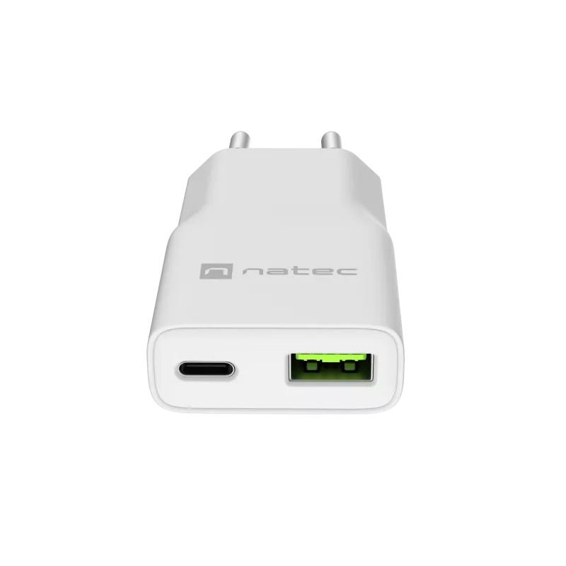 Power adapter NATEC Ribera NUC-2376 — 1× USB-A, 1× USB-C, 3 A output