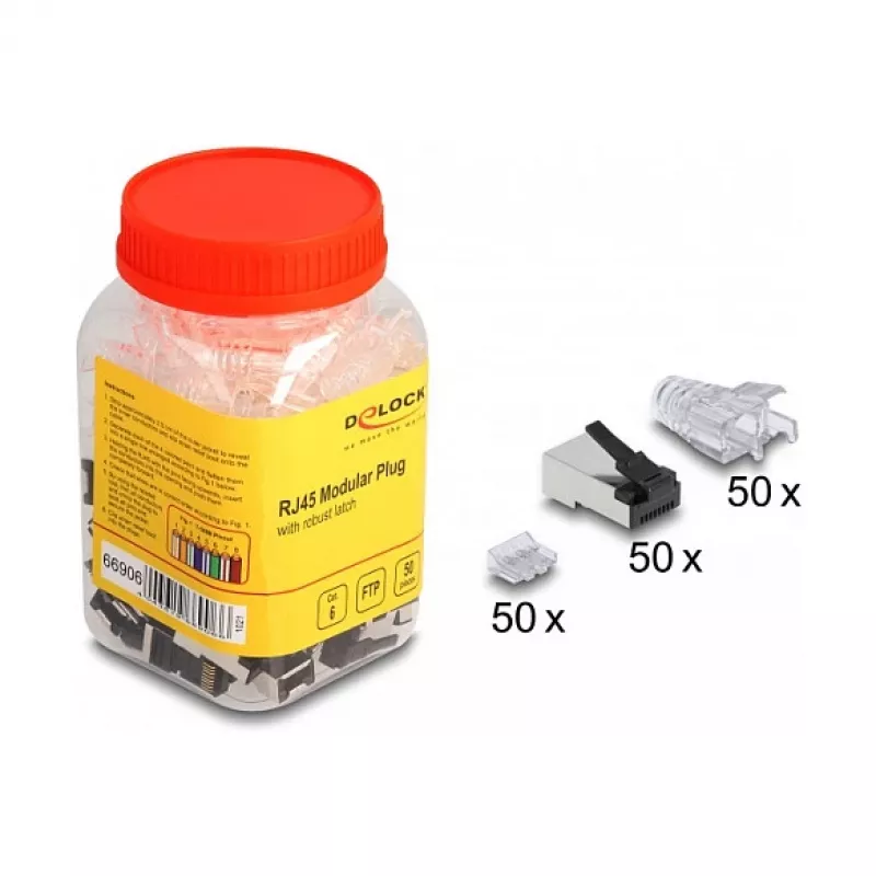 DeLOCK RJ45 Modular Plug Cat.6 50 pcs set with robust latch