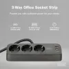 Power strip DIGITUS 3-way with 2×USB-A & 1×USB-C, 3 AC outlets Type E/F, 1.5 m cable, black