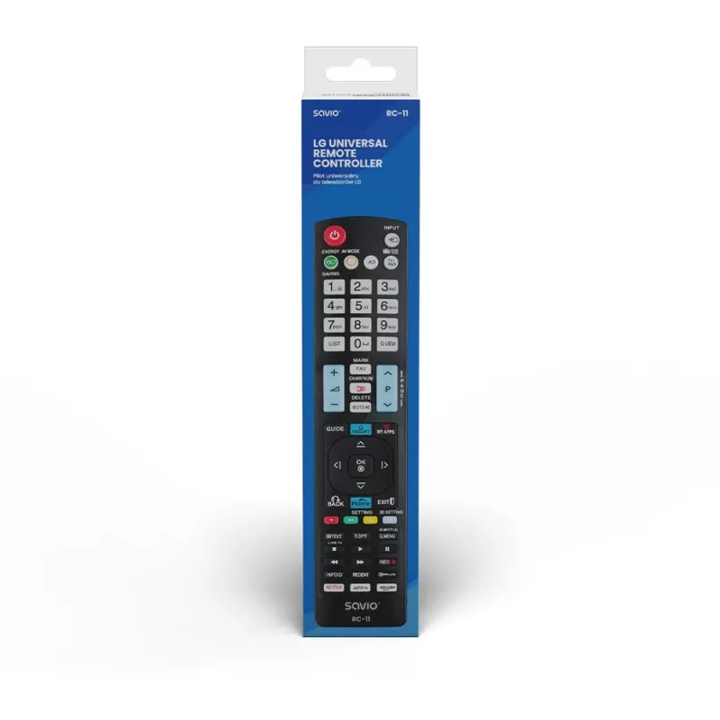 SAVIO RC-11 infrared remote control for LG TV, black, range 10 m, supports 1 device