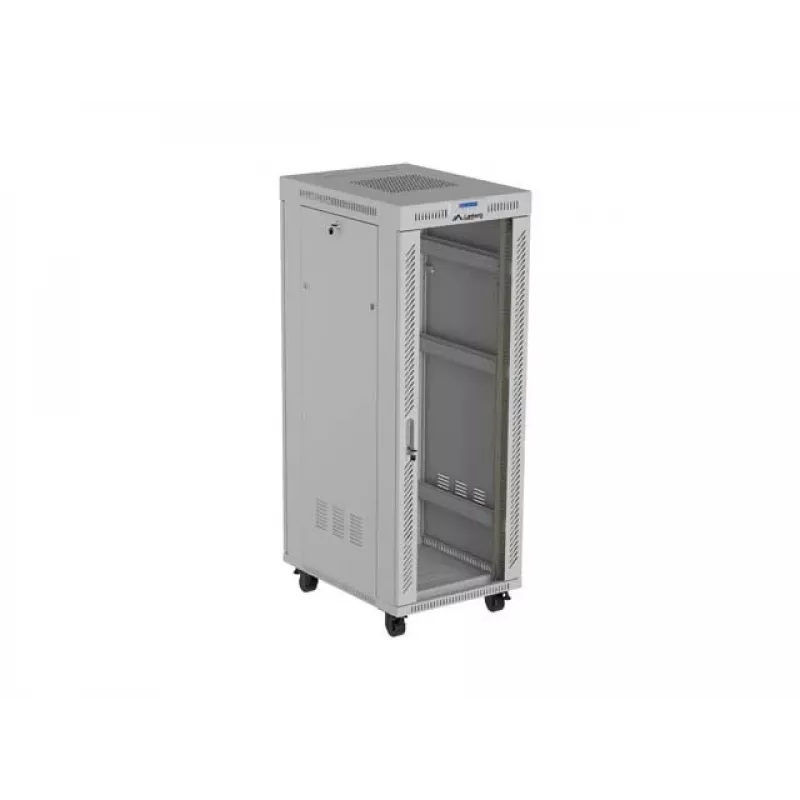 19 inch 32U LANBERG Standing Rack Cabinet 600×800 mm Gray with Glass Door and LCD (Flat Pack)
