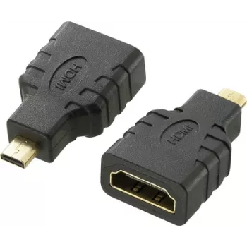 SpeaKa Professional HDMI Adapter [1x HDMI-Plug D Micro - 1x HDMI-Socket] Black Gold-Plated Plug Contacts, Audio Return Channel (SP-7870184)
