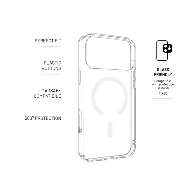 Tempered glass screen protector FIXED MagPure for Apple iPhone 17 Pro Max — clear, precise fit, preserves touch sensitivity