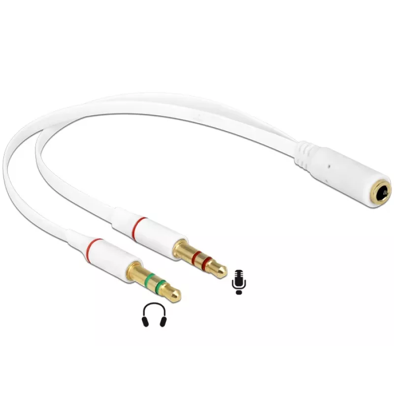 Audio Cable DeLOCK 65585 0.2m 2x3.5mm Male to 3.5mm Female White