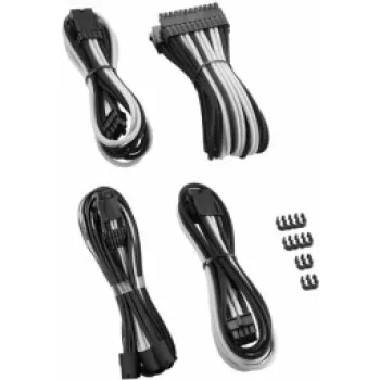 Cable extension set CableMod PRO ModMesh CM-PCAB-16P3KIT-NKKW-3PK-R — 3-pack black & white sleeved PCIe/ATX cable extensions