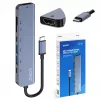 USB Type-C hub SAVIO AK-82 with HDMI, MicroSD, USB 3.2 Gen1, PD passthrough, 4K@30Hz, 5000 Mbit/s, black