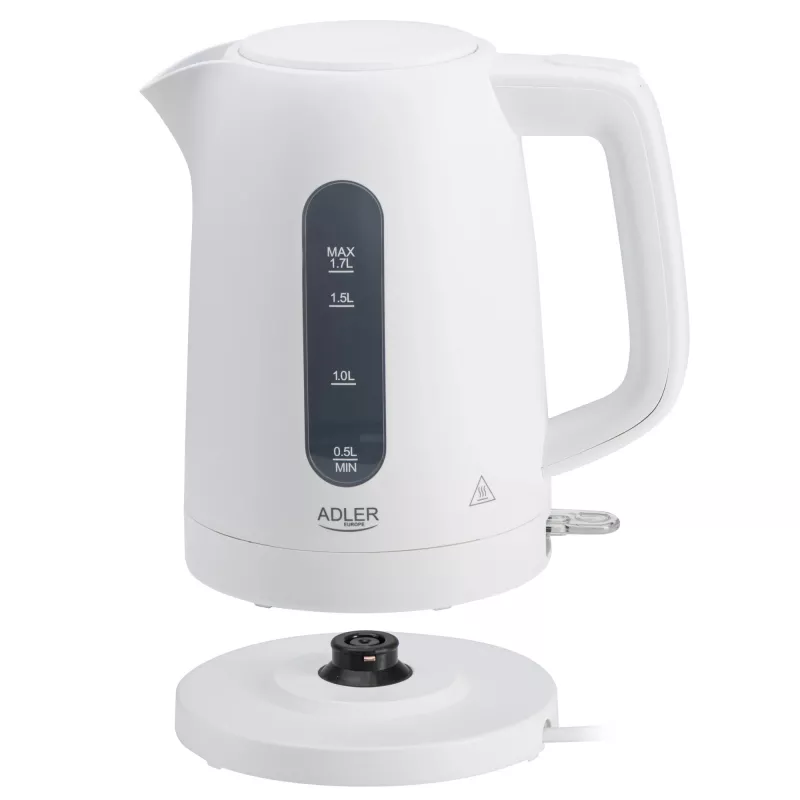 Electric kettle Adler AD 1379w — 1.7 L, up to 2200 W, white, 360° swivel base, polypropylene