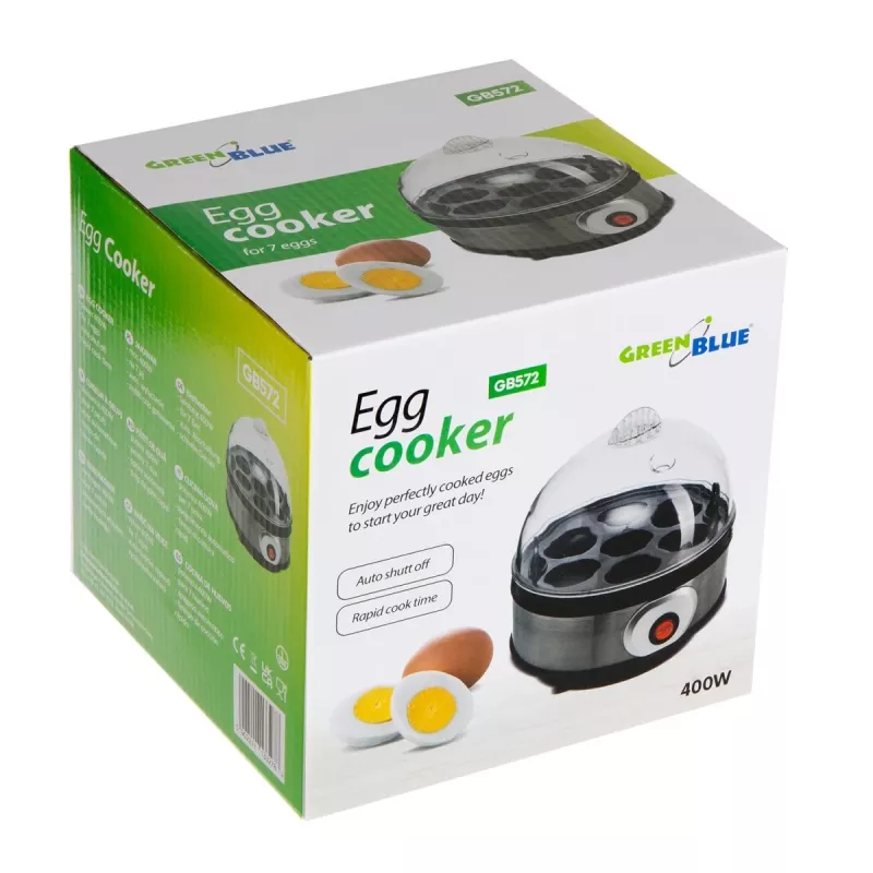 Egg cooker GreenBlue GB572 electric egg steamer 400W, capacity 7 eggs, silver, adjustable hardness