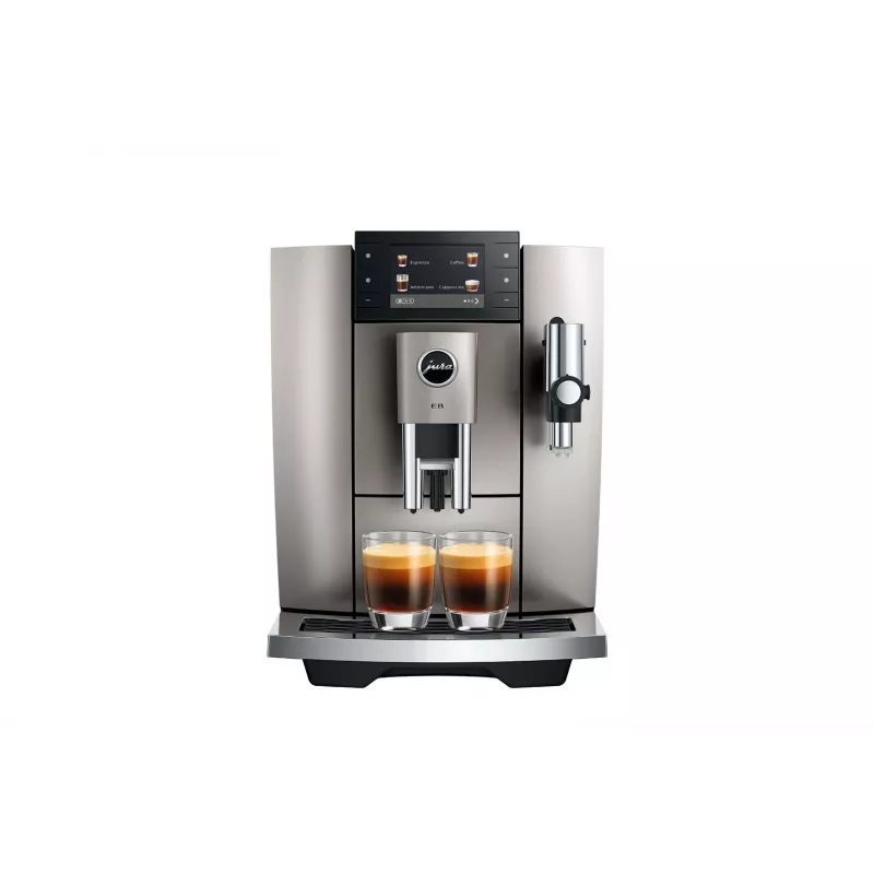 Espresso machine JURA E8 Fully-auto 1.9 L Silver — 15 bar, 3.5 inch display, grinder, milk frother
