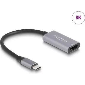 DeLOCK USB graphics adapter 7680 x 4320 pixels Black Grey