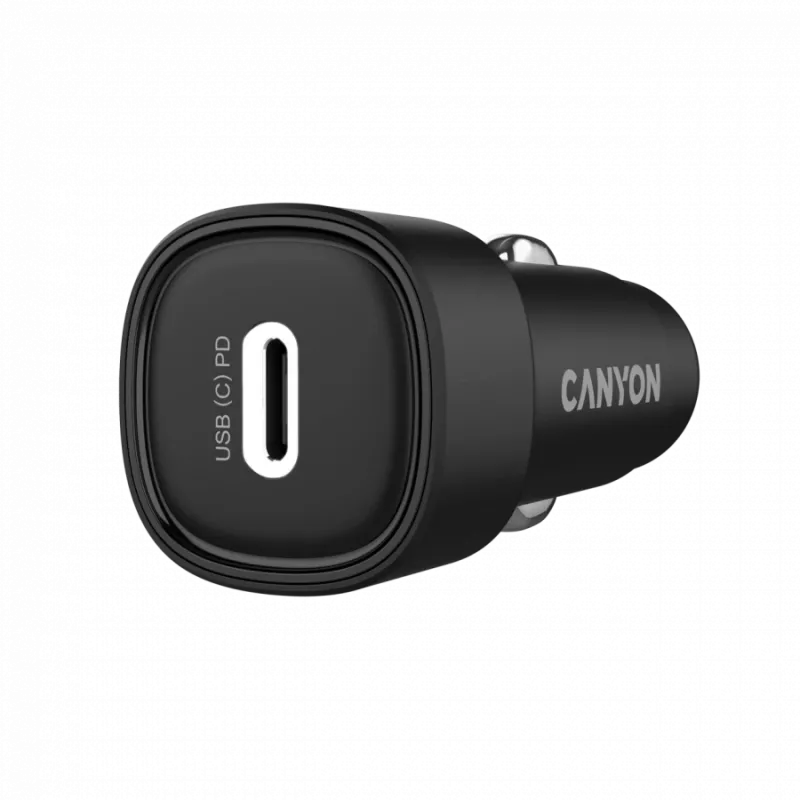 Car charger CANYON OnDrive 30 PD 30W USB-C Black — in-vehicle USB-C power adapter 30W PD