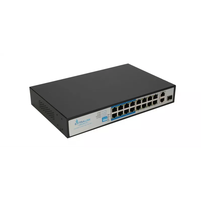 Switch Extralink VIRTUS V3 Unmanaged L2 16x Fast Ethernet (10/100) PoE 1U Black