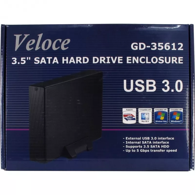 Inter-Tech Veloce GD-35612 - Storage Enclosure - 3.5 (8.9 cm) - SATA 3Gb/s - USB 3.0