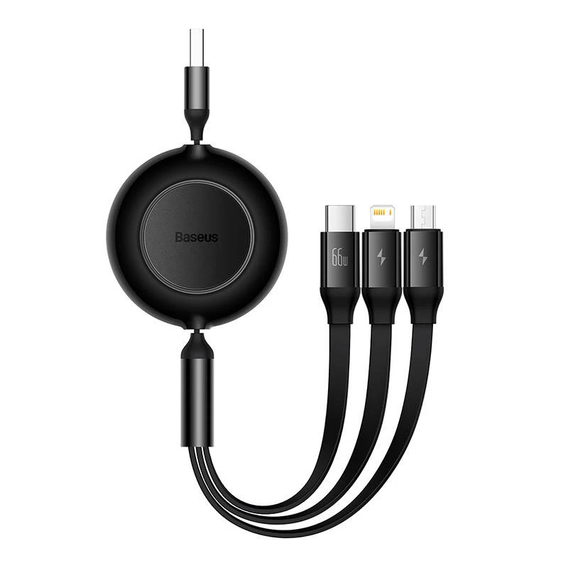 USB 3-in-1 cable Baseus Bright Mirror — micro USB, USB-C, Lightning, 66W, 1.1 m
