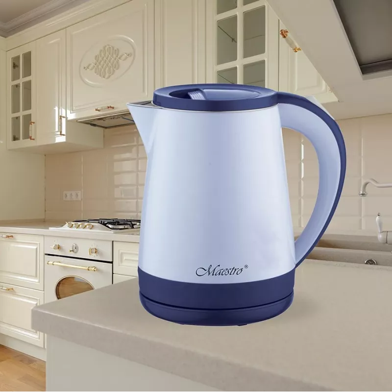 Electric kettle Maestro MR-037 1.2 L 1630 W stainless steel, blue, 360° base