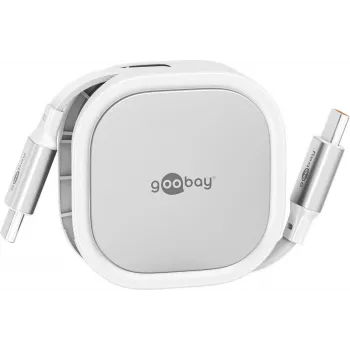 Wentronic goobay Self-Retracting USB-C Cable white/si 15W in Rugged Enclosure - Cable - Digital/Data (77425)