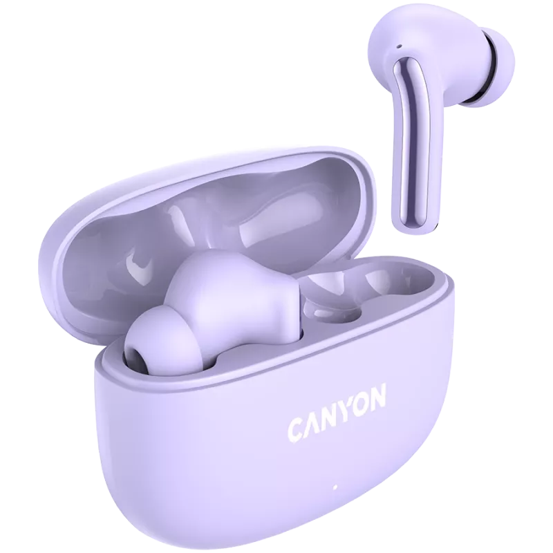 Canyon TWS-9 CNS-TWS9P Headphones – True Wireless – Bluetooth 5.4 – In-Ear – 6h + 30h Laufzeit – USB-C Ladecase – Touch-Steuerung – lilac