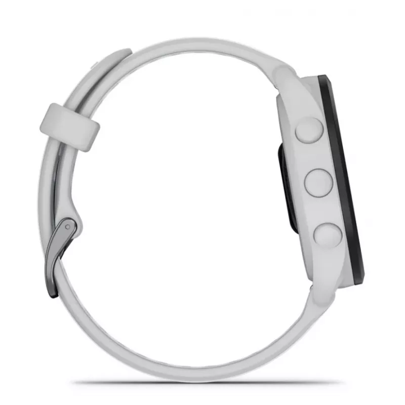 Smartwatch GARMIN Forerunner 165 — GPS, AMOLED 1.2 inch, 4 GB, 5 ATM, 11 days battery, Grey case, White strap