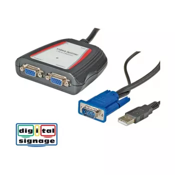 Portable VGA video splitter, 2x, 250MHz, VGA, 2x VGA, grey, 250 MHz, 0.65 m, 1920 x 1440
