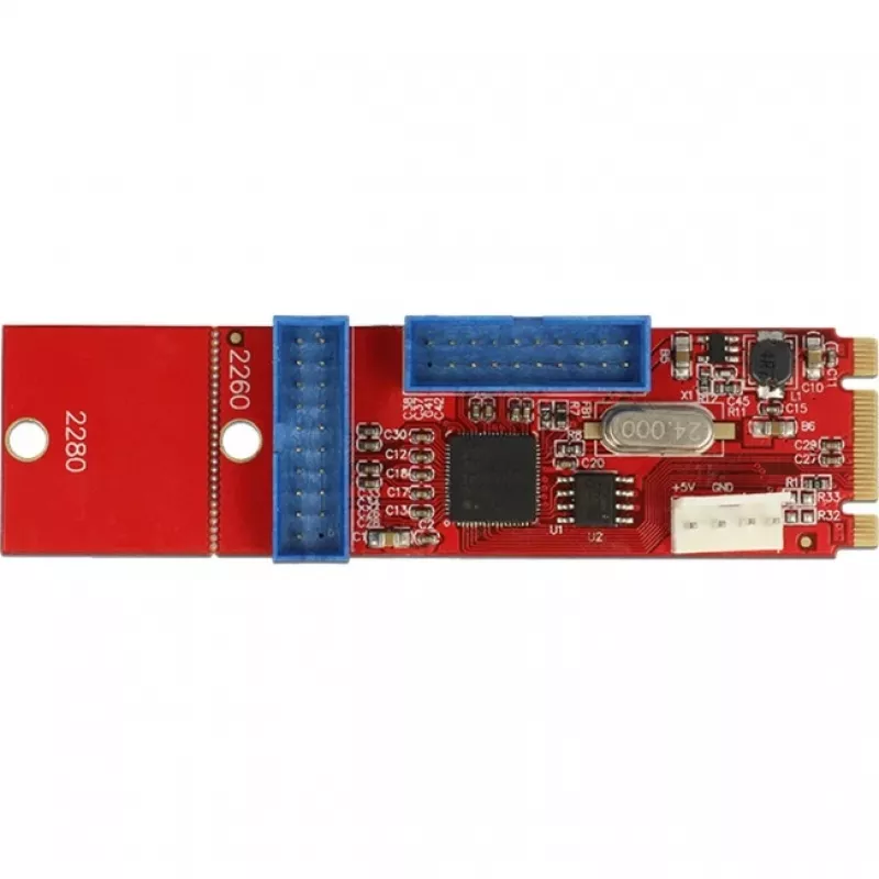 Delock Converter M.2 Key B+M male > 2 x USB3.0 Pin Header - USB-Adapter - M.2 Card - USB3.0 (intern) x 2 (62843)