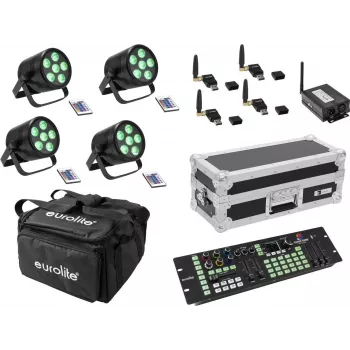 Portable battery-powered lighting bundle EUROLITE AKKU Mobile 20000668, rechargeable LED fixture kit
