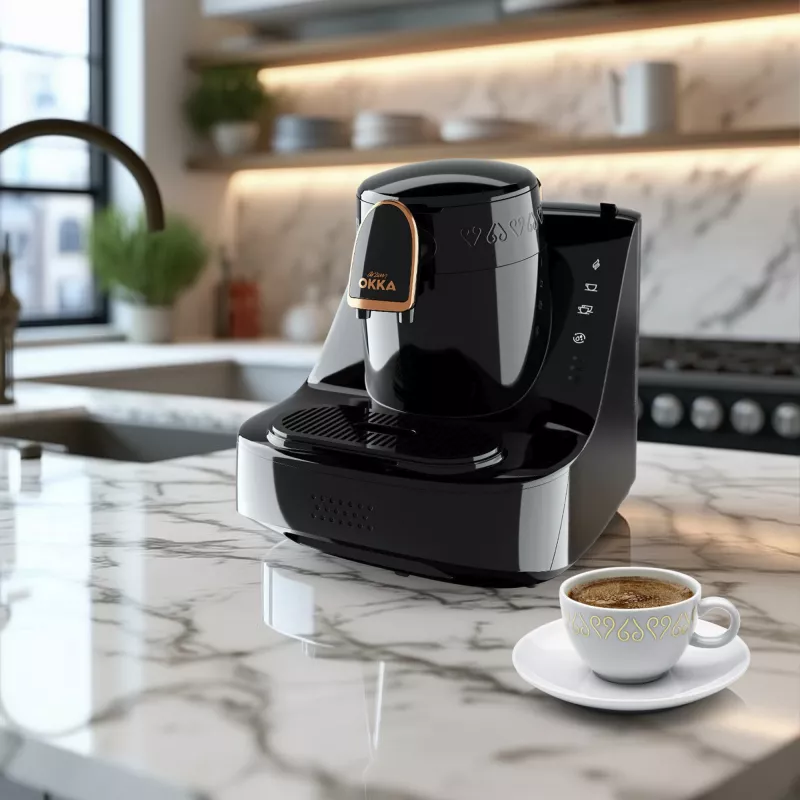 Okka Elite, moka coffee maker black/Copper, model 2025