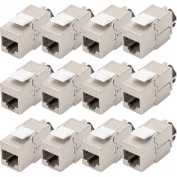 Keystone module DIGITUS CAT 6A shielded with intelligent cable manager, flat RJ-45, 14.5×34.5×21 mm — 12 pcs