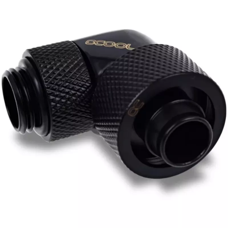 Eiszapfen 16/10mm Screw-In Fitting 90° Rotatable G1/4, black connector, for soft tubing (PVC, Silicone, Neoprene)