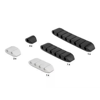 Cable holder DeLOCK trapezoid self-adhesive combo set 10 pieces black white