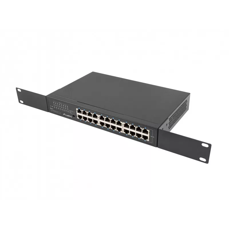 Unmanaged switch LANBERG RSGE-24 — 24× Gigabit Ethernet 1U, rack-mountable, black